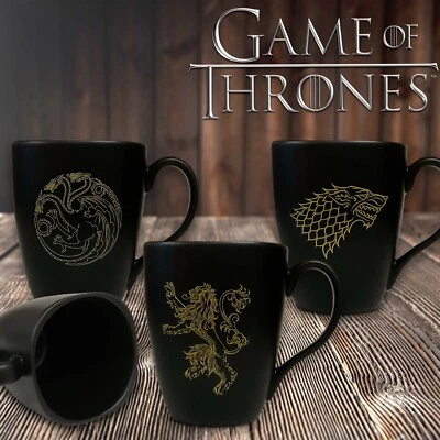 Offizielle Game of Thrones Kaffee Tee Becher Tasse Lannister Stark Targaryen schwarz