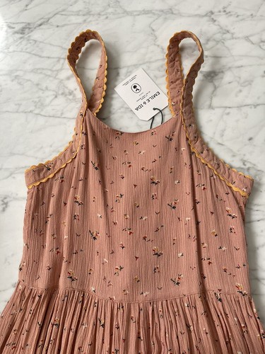 Nwt Emile et Ida Paris Floral French Boho Sun Dress Peach Pink 12 Doen Bonpoint - Picture 13 of 21