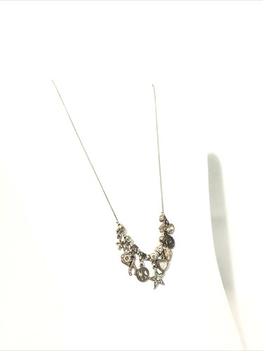Women’s 18” Silver Tone Charm Necklace. Heart, Flower, Wish Bone Etc -Aero 87 - Picture 24 of 24
