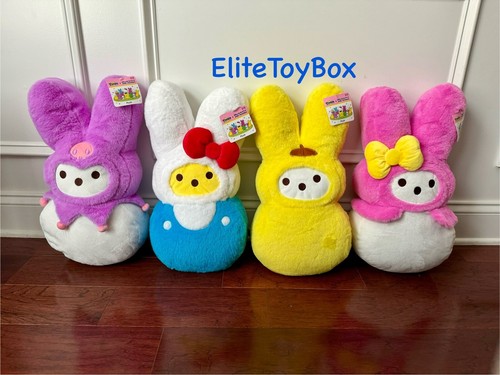 Peeps X Hello Kitty My Melody Kuromi PomPom Easter Plush Bunny Set Of 4 New - Picture 1 of 13