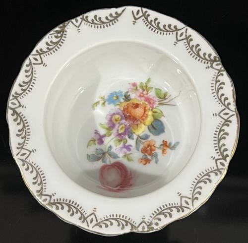 Antique Royal Saxony Porcelain Dresden Floral Caviar Ramekin Bowl 3.75" Germany - Picture 2 of 12