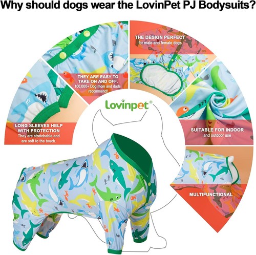 LovinPet Dog Pajamas Jumpsuit Surgical Recovery Shirt Jammies UV Protection Warm - Picture 3 of 8