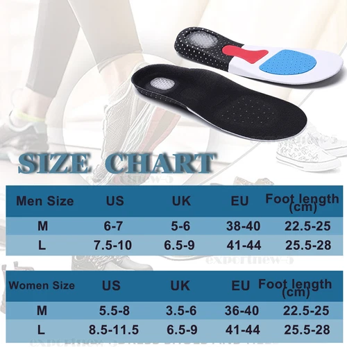 Work Boots Feet Arch Support Orthotic Absorb Shock Gel Massaging Shoe Insoles US - Picture 2 of 22