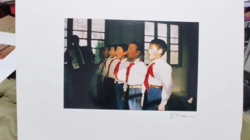 Vintage 14" x 11" (20" x 16" MATTED) 1960's Photo North Korea Boys Youth Choir - Picture 5 of 5