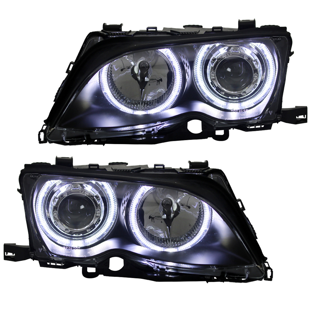 Scheinwerfer LED Angel Eyes für BMW E46 Limo Touring Bj. 01-05 Schwarz