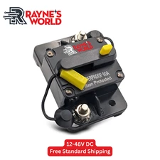 50 Amp Waterproof Yellow Circuit Breaker Auto/Marine/Solar 12-48V DC Man. Reset