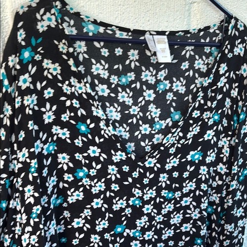Anne Cole Tunic Floral Black and Blue Swim Cover-Up sz L/XL - Picture 6 of 9
