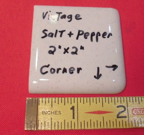 1 pc. Vintage Salt & Pepper: 2" X 2" X 1/4" Ceramic Bullnose Corner Tile...NOS - Picture 3 of 10