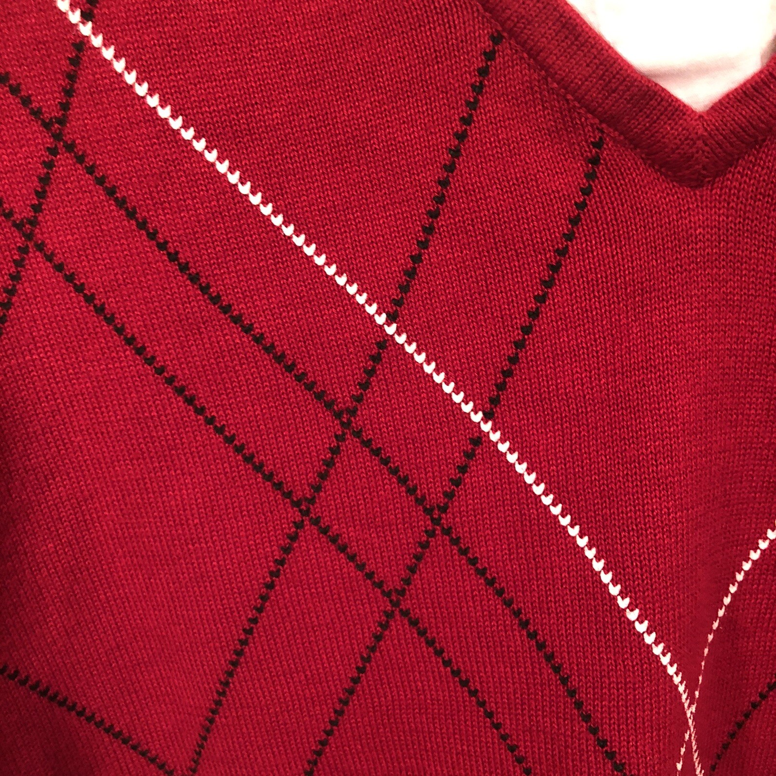 Notations Argyle Collared Cotton Blend Sweater Wo… - image 3