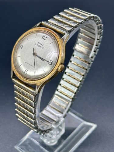 Working Vintage 1980 Timex Automatic 31220-10780 Viscount Gold Men’s Watch F5 - Picture 3 of 12