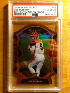 JOE BURROW 2020 SELECT DIE CUT MAROON PRIZM RC #46 PSA 10 GEM MINT! BENGALS LSU_