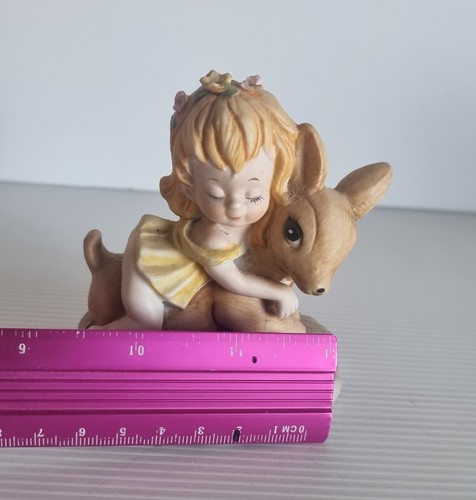 Uniart Fine Porcelain Figurine, Girl Riding Fawn #C1 - Picture 3 of 10