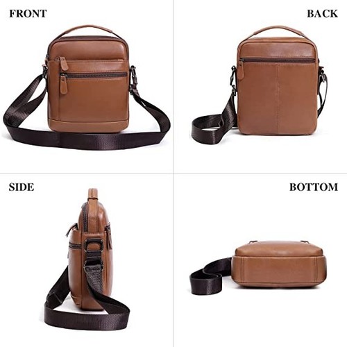 UBORSE MENS MESSENGER SHOULDER BAG LEATHER CROSS-BODY HANDBAG CASUAL SATCHEL - Picture 3 of 7