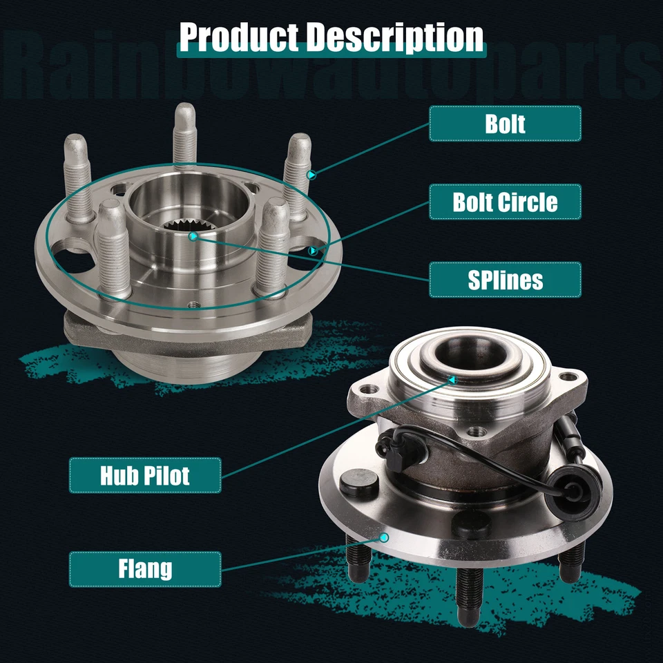 4x Cojinetes de cubo de rueda delanteros traseros para Chevrolet Equinox GMC Terrain 2010-2012 Foto 3 de 4