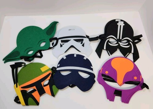 Set Of 12 Star Wars Masks For Dress Up/Costumes.  Stiff Felt With Elastic Band - Picture 1 of 7