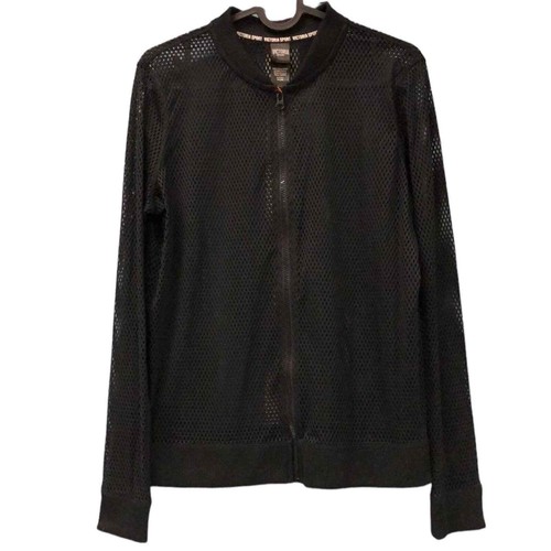 Victoria Secret Sport Mesh Full Zip Jacket Black Size Small EUC - Picture 2 of 6