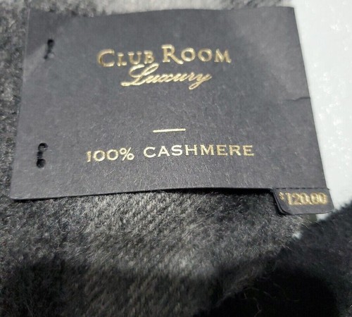 $120 Club Room Luxury Men's Plaid 100% Cashmere Scarf | One Size | Black/Grey. - Picture 7 of 7