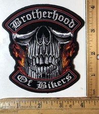 Brotherhood Of Bikers Skull Iron On 4  Patch Biker Motorcycle