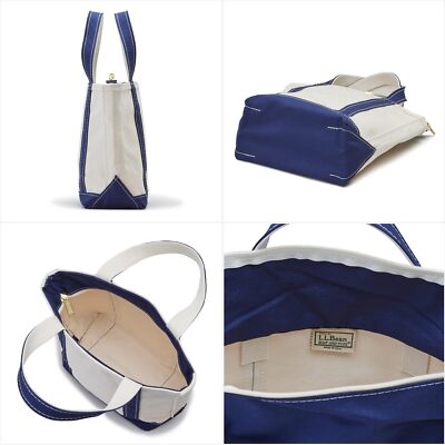 L.L.Bean Boat and Tote Zip Top Small Blue Durable Canvas Bag