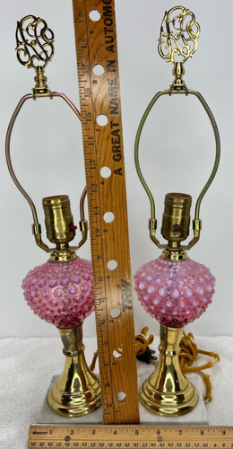 Fenton Cranberry Opalescent Hobnail Table Lamp with Shade (Pair of 2) - Picture 12 of 12