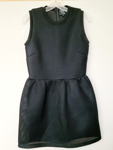 Alexander McQueen Womens Dress Black Sleeveless Volume Mesh Net Scuba Size Med