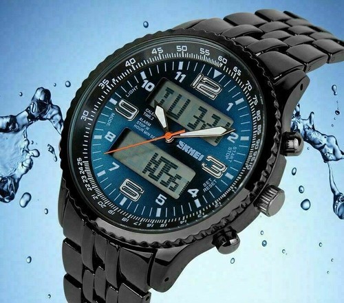 Mens Luxury Analogue Digital Stainless Steel LED Army Military Sport Wrist Watch - Picture 8 of 13