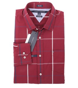 $0 Free Ship Tommy Hilfiger Men/'s Long Sleeve Button-Down Plaid Casual Shirt