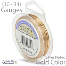 Gold Artistic Wire - Tarnish Resistant Silver Plated Gold Color Wire 10-34 GA 