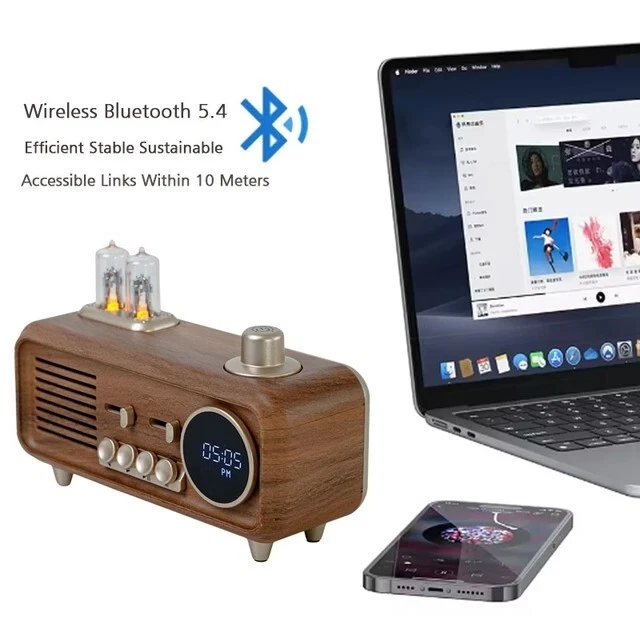 Retro Bluetooth Speaker with FM Radio & clock-vintage Portable Bluetooth speaker - Image 2 of 4