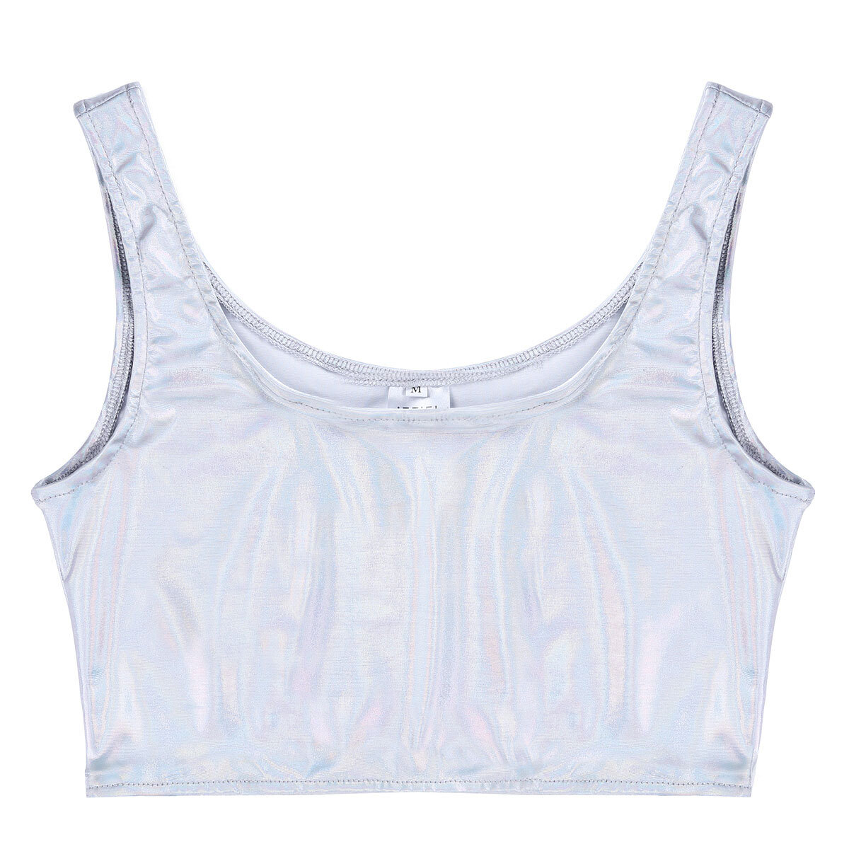 DE Damen Glänzende Metallic Camisole Wetlook Tank Top Ärmellose Weste Top Shirts