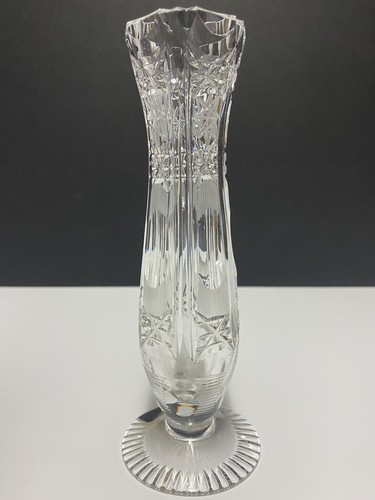 Lead Crystal Bud Vase Brilliant Thumbnail & Star 7” Hand Cut Heidelberg - Picture 4 of 11