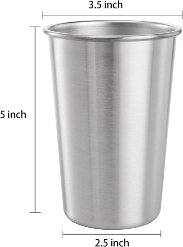 6 Pack 16 Oz Stainless Steel Pint Cups Metal Cups Unbreakable Drinking Glasses, - Picture 2 of 12
