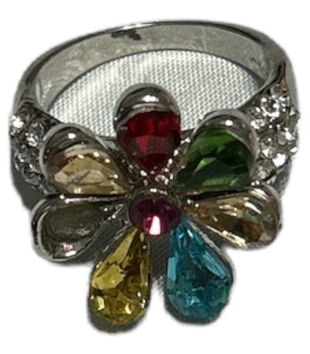 Plata de Ley 925 Multi Piedra Granate Amatista Peridoto Topacio/CZ Talla 8 1/2