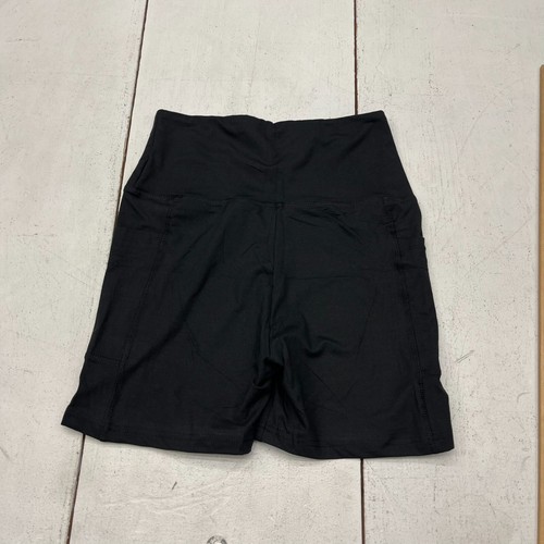 Black High-Waisted 3" Inseam Pocketed Biker Shorts Women's Size S/M NEW - Picture 3 of 5