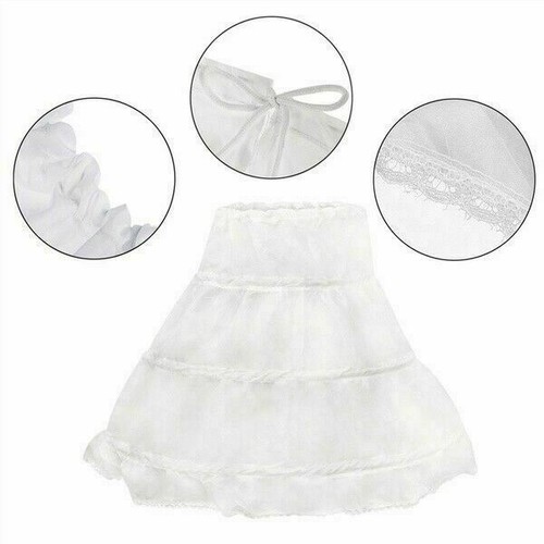 Child Flower Girls Long Petticoat Drawstring Waistband Ruffles Pleated Trimming - Picture 4 of 12