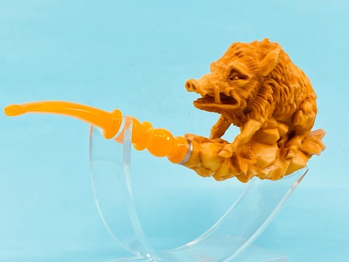 S.YANIK MEERSCHAUM PIPE WILD BOAR HOG NR 50 SPC CASE - Picture 8 of 12