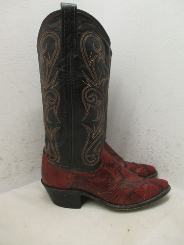 DAN POST Red Snakeskin Cowgirl Cowboy Western Boots Womens Size 6.5 M