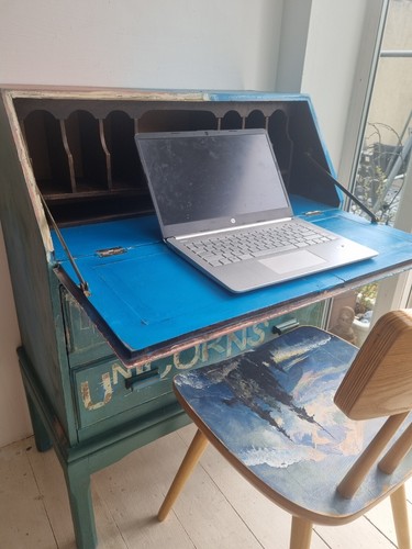 Credenza ARMADIO ufficio dipinto funky SHABBY CHIC rovere massello scrivania invecchiato - Foto 7 di 10