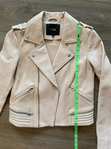 Maje Pink/Blush Leather Womens Moto Jacket Size 38 (Small) - Picture 7 of 8