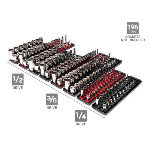 TEKTON Organizer Socket Rail + Tray Set 196-Tool 1/4", 3/8", 1/2" Drive Steel - Picture 2 of 2