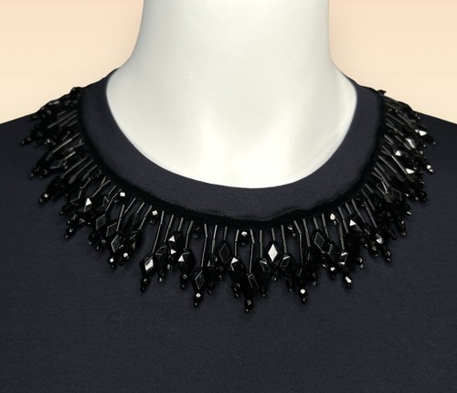 AUTHENTIC Louis Vuitton Embellished Neckline Women’s Navy T Shirt - Extra Small - Picture 3 of 6