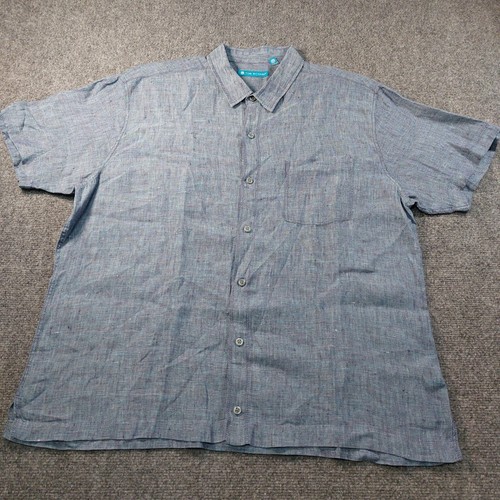 Tori Richard Shirt Men's XL Blue 100% Linen Resort Wear Island Hawaiian Beach - Picture 2 of 8