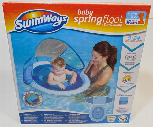 Bebé Flotador Primavera Sombra Sol Toldo Azul 9-24 Meses 50+UPF NATACIÓN PASO 1 Salpicadura