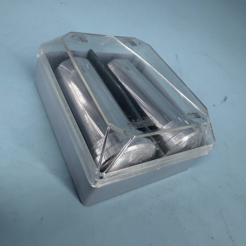 Vintage Art Deco Salt And Pepper Shakers Aluminum SF Towers w Case - Picture 5 of 7