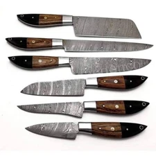 Handmade HAND FORGED DAMASCUS STEEL CHEF KNIFE Set Kitchen Knives