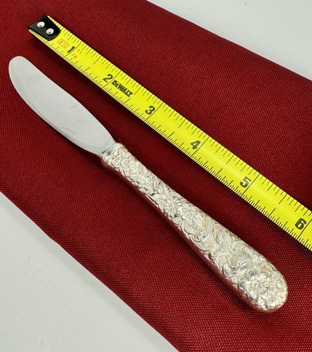 S Kirk & Son Repousse Sterling Silv Hollow Handle Butter Spreader 6-1/8” No Mono - Picture 5 of 5