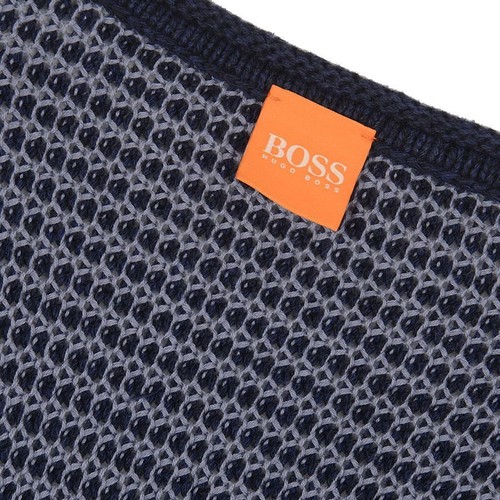 New Hugo Boss mens blue thick knited knit fitted jumper pullover top £109 XXL - Picture 3 of 11