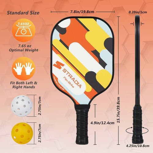 STRADIA "FLEX STRIKE" Pickleball Set(Glass Fibre 10mm) Agile & Colorful Game Set - Picture 2 of 6