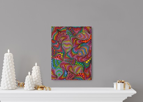 original psychedelic painting, pink abstract canvas art, trippy eclectic artwork - Picture 7 of 9
