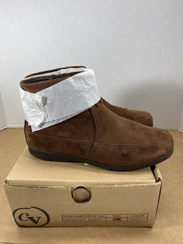 New Comfortview Brown Suede Ankle Booties with Fringe Marion #03196 Sz 8.5 ww - Picture 4 of 8